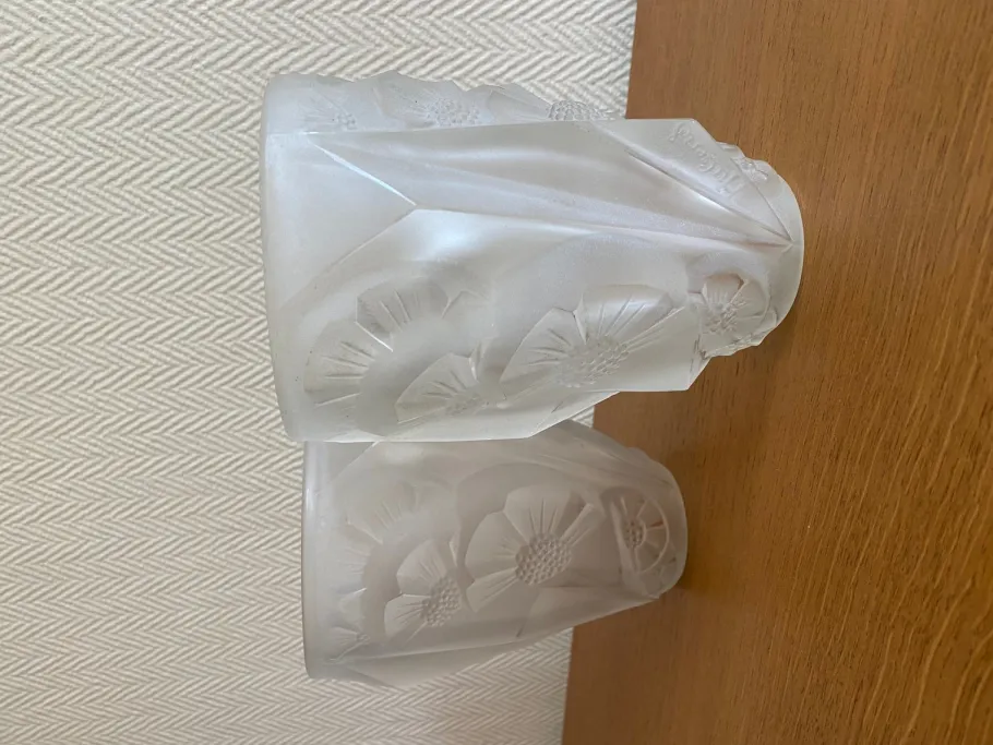 Online Pamono Art Deco Frosted Glass Wall Sconces with Sunflower Motif by Hubens for Degué, 1920s