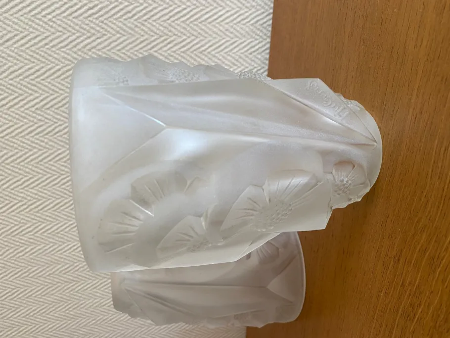 Online Pamono Art Deco Frosted Glass Wall Sconces with Sunflower Motif by Hubens for Degué, 1920s