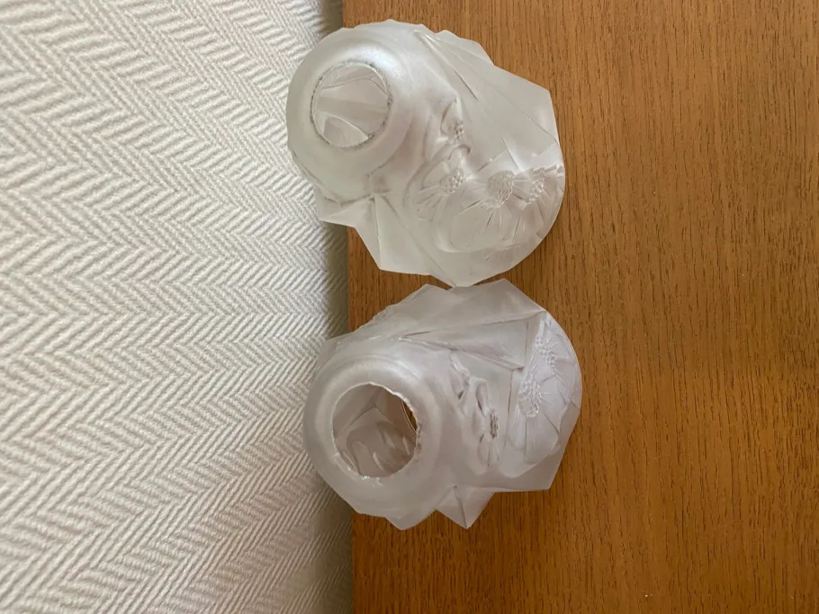 Online Pamono Art Deco Frosted Glass Wall Sconces with Sunflower Motif by Hubens for Degué, 1920s