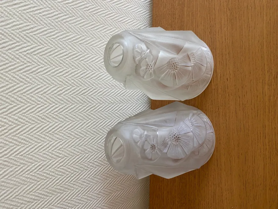 Online Pamono Art Deco Frosted Glass Wall Sconces with Sunflower Motif by Hubens for Degué, 1920s