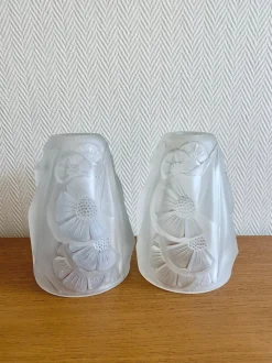 Online Pamono Art Deco Frosted Glass Wall Sconces with Sunflower Motif by Hubens for Degué, 1920s