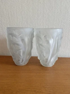 Online Pamono Art Deco Frosted Glass Wall Sconces with Sunflower Motif by Hubens for Degué, 1920s