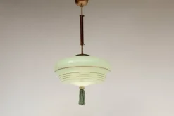 Hot Pamono Art Deco German Mint Green Glass Pendant Light, 1930s