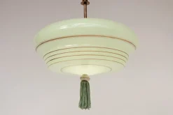 Hot Pamono Art Deco German Mint Green Glass Pendant Light, 1930s