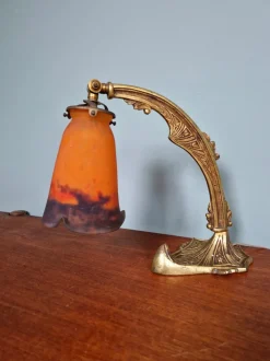 Sale Pamono Art Deco Gilt Bronze and Marble Glass Desk Lamp from Muller Frères, 1920s