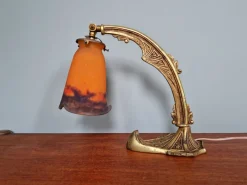 Sale Pamono Art Deco Gilt Bronze and Marble Glass Desk Lamp from Muller Frères, 1920s