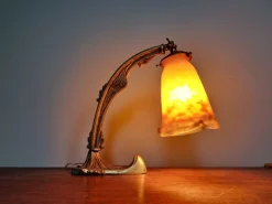 Sale Pamono Art Deco Gilt Bronze and Marble Glass Desk Lamp from Muller Frères, 1920s