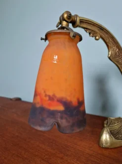 Sale Pamono Art Deco Gilt Bronze and Marble Glass Desk Lamp from Muller Frères, 1920s