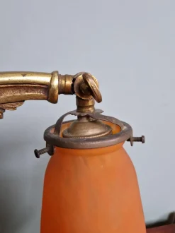 Sale Pamono Art Deco Gilt Bronze and Marble Glass Desk Lamp from Muller Frères, 1920s