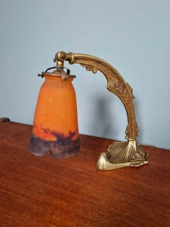 Sale Pamono Art Deco Gilt Bronze and Marble Glass Desk Lamp from Muller Frères, 1920s