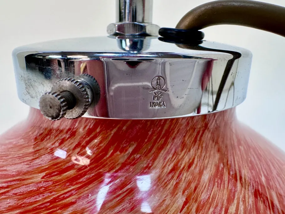 Pamono Art Deco Glass Table Lamp with Illuminated Base by Karl Wiedemann for WMF Ikora, 1920s