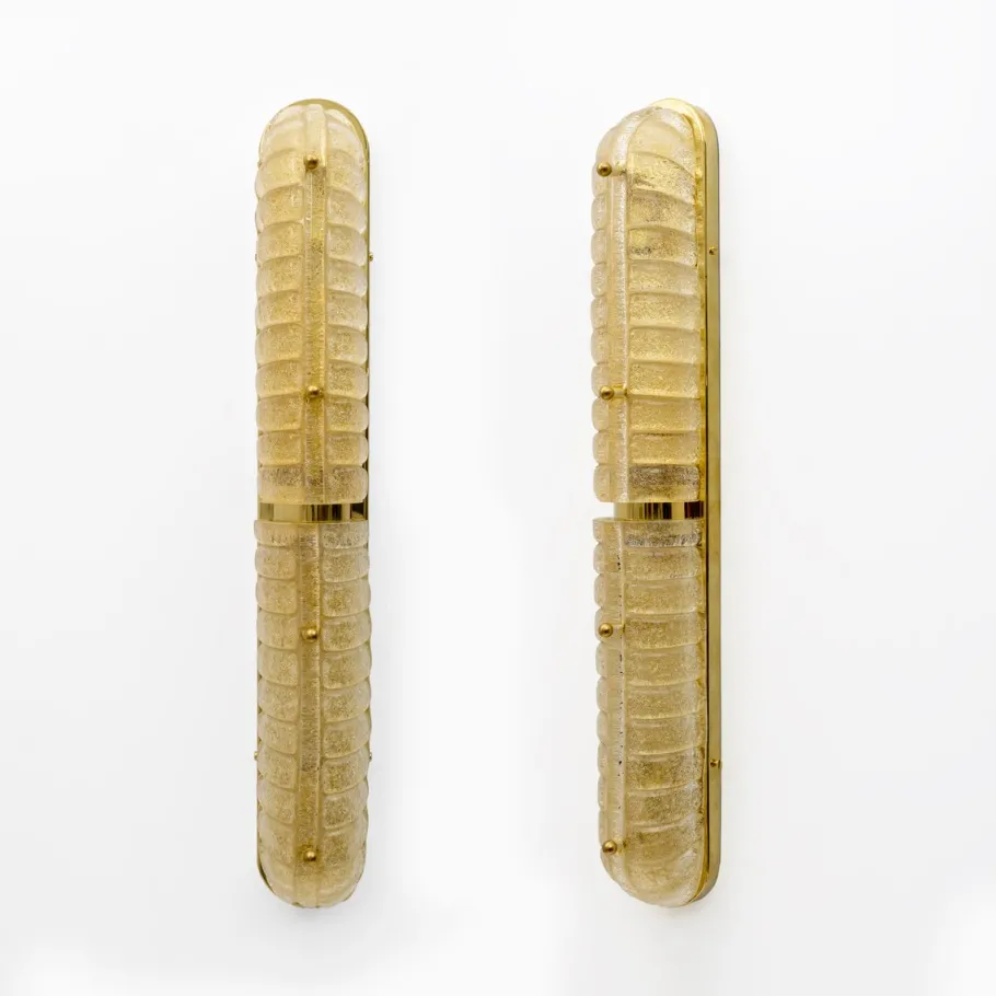 Online Pamono Art Deco Gold Murano Glass and Brass Sconces, Set of 2