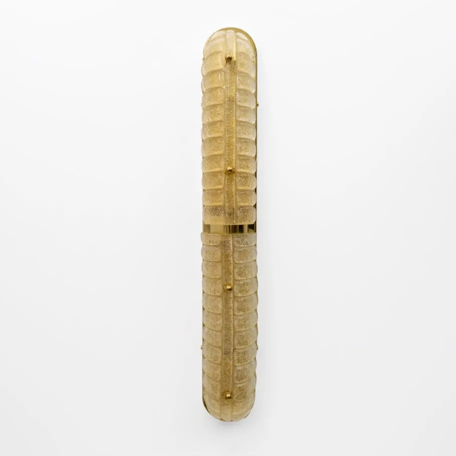 Online Pamono Art Deco Gold Murano Glass and Brass Sconces, Set of 2