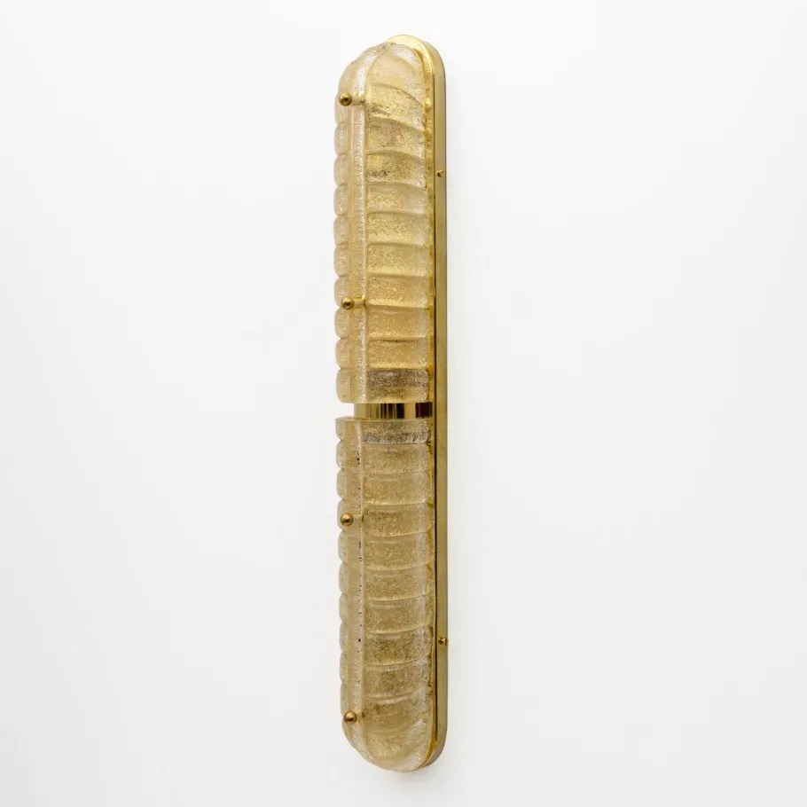 Online Pamono Art Deco Gold Murano Glass and Brass Sconces, Set of 2