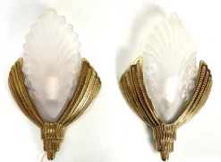 Sale Pamono Art Deco Golden Bronze Wall Lights, 1920s, Set of 2