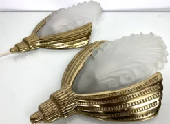 Sale Pamono Art Deco Golden Bronze Wall Lights, 1920s, Set of 2