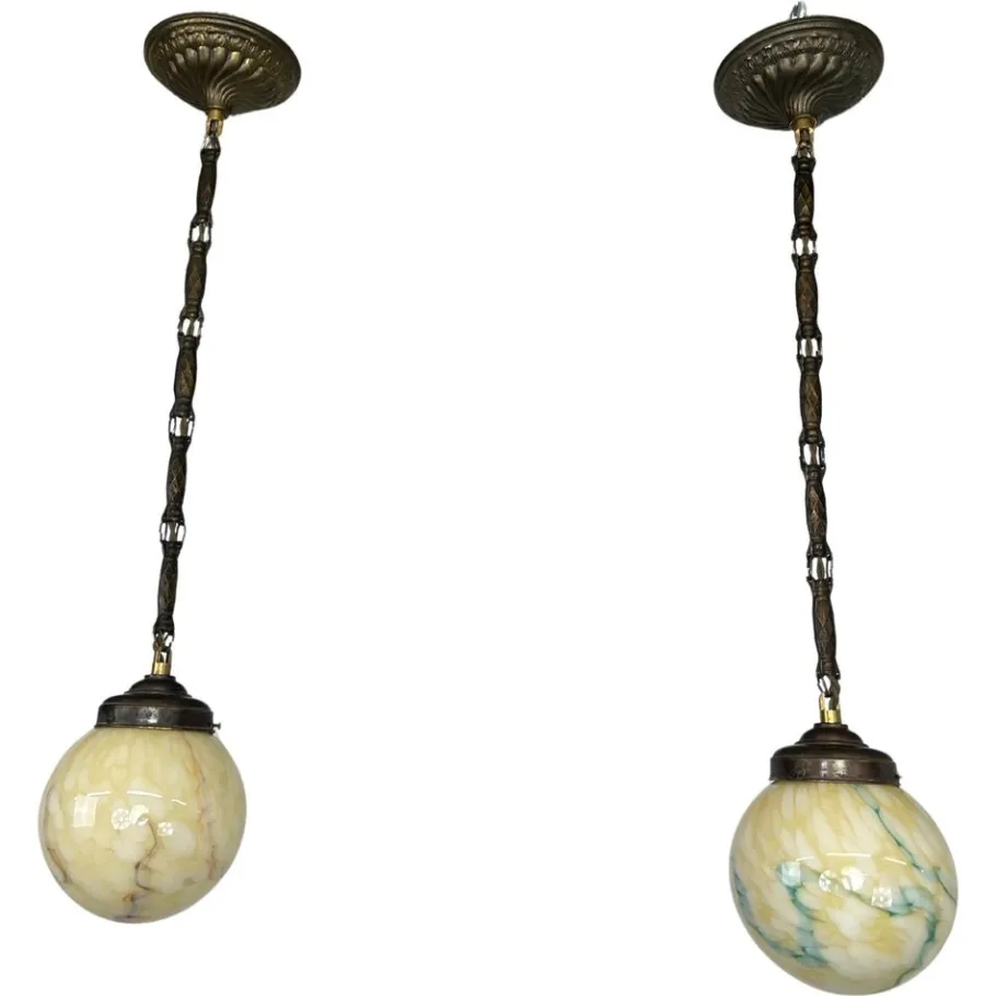 Online Pamono Art Deco Hanging Lamps, 1920s, Set of 2