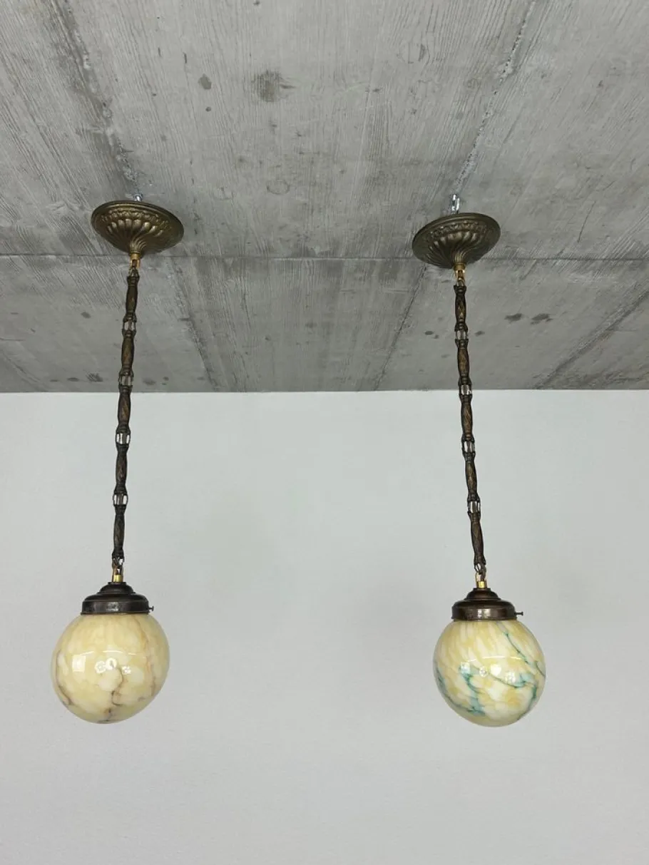 Online Pamono Art Deco Hanging Lamps, 1920s, Set of 2