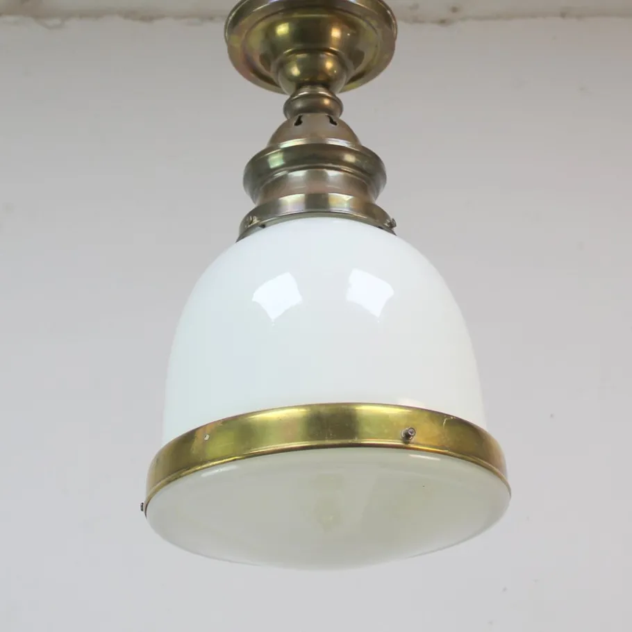 Best Pamono Art Deco Industrial Opaline Lamp, 1920s
