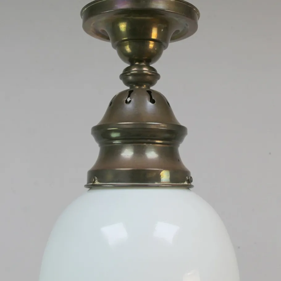 Best Pamono Art Deco Industrial Opaline Lamp, 1920s
