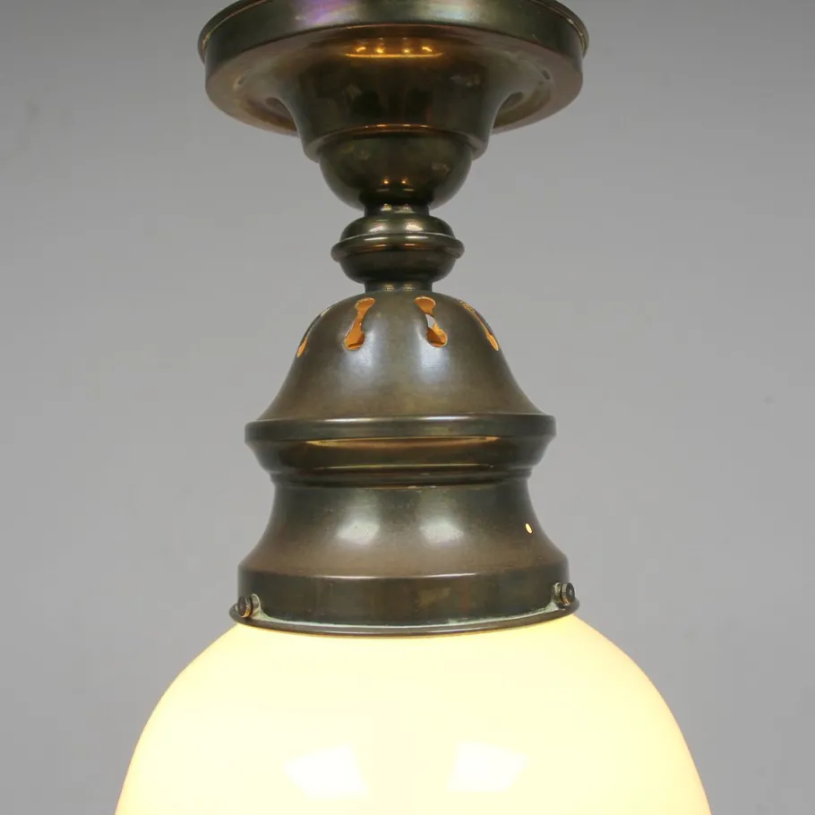 Best Pamono Art Deco Industrial Opaline Lamp, 1920s