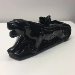 Online Pamono Art Deco Italian Ceramic Black Panther Table Lamp, 1920s