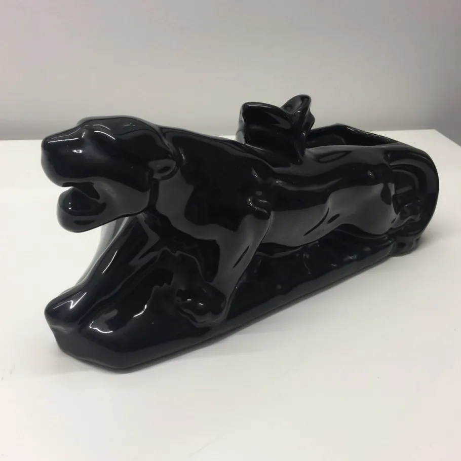 Online Pamono Art Deco Italian Ceramic Black Panther Table Lamp, 1920s