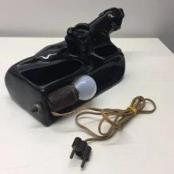 Online Pamono Art Deco Italian Ceramic Black Panther Table Lamp, 1920s