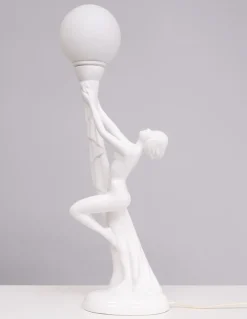 Online Pamono Art Deco Italian White Ceramic Naked Woman Lamp, 1970s