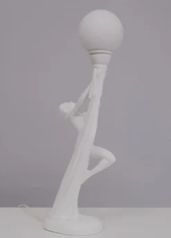 Online Pamono Art Deco Italian White Ceramic Naked Woman Lamp, 1970s