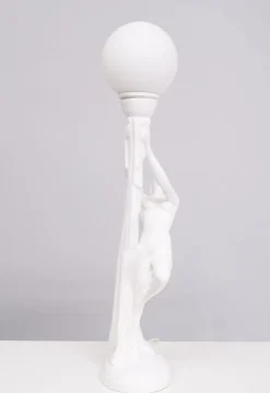Online Pamono Art Deco Italian White Ceramic Naked Woman Lamp, 1970s