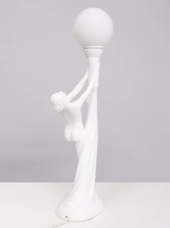 Online Pamono Art Deco Italian White Ceramic Naked Woman Lamp, 1970s
