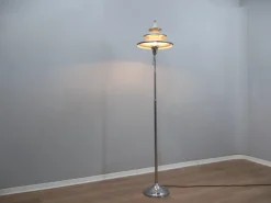Sale Pamono Art Deco Lacquered Aluminum and Chrome Floor Lamp, 1930s