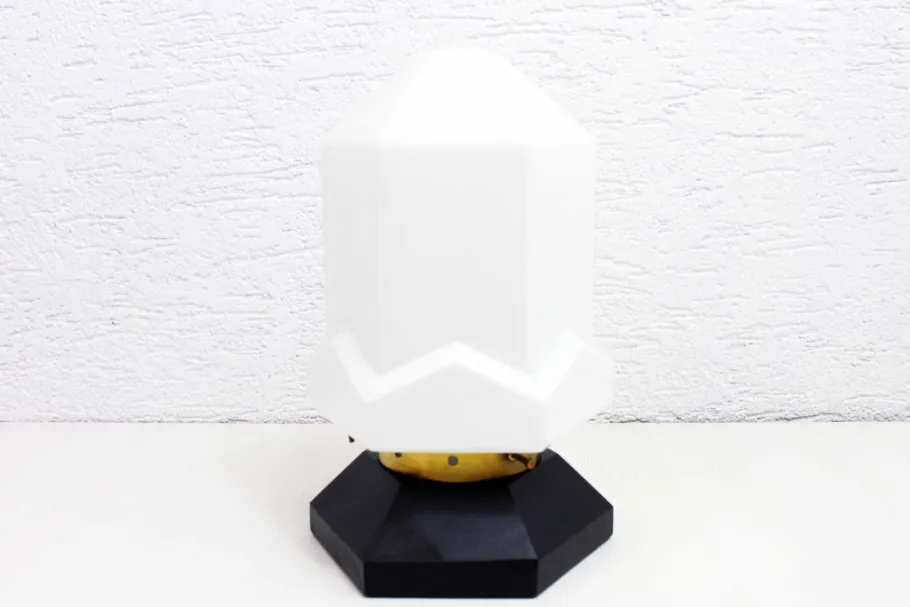 Online Pamono Art Deco Lamp in Wood and Opal Glass, 1930s