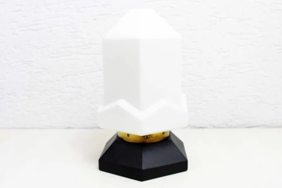 Online Pamono Art Deco Lamp in Wood and Opal Glass, 1930s