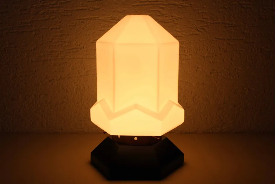 Online Pamono Art Deco Lamp in Wood and Opal Glass, 1930s