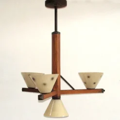 New Pamono Art Deco Lamp with 4 Glass Shades, 1930s