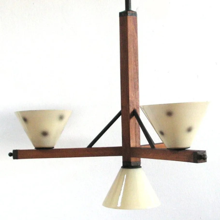 New Pamono Art Deco Lamp with 4 Glass Shades, 1930s