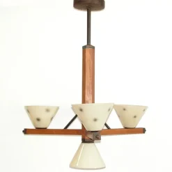 New Pamono Art Deco Lamp with 4 Glass Shades, 1930s