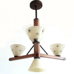 New Pamono Art Deco Lamp with 4 Glass Shades, 1930s
