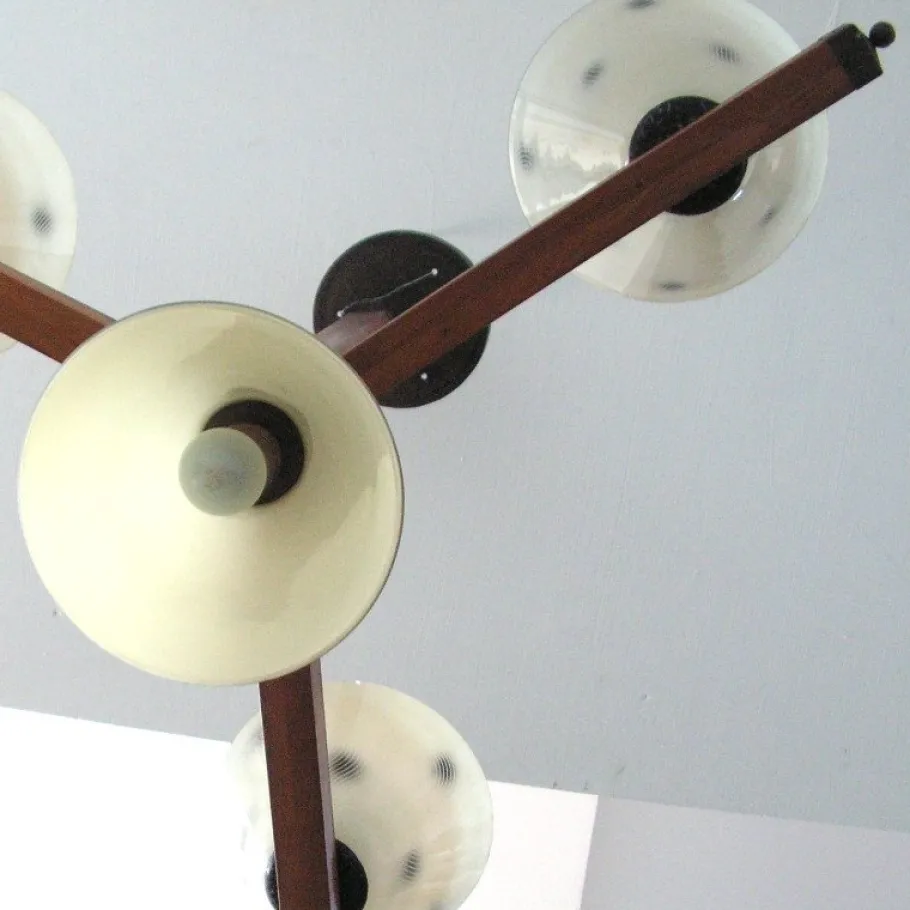 New Pamono Art Deco Lamp with 4 Glass Shades, 1930s