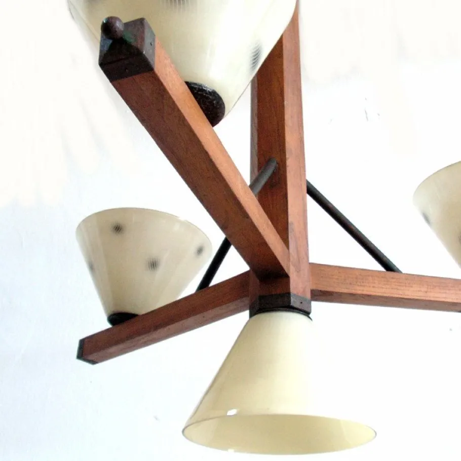 New Pamono Art Deco Lamp with 4 Glass Shades, 1930s