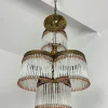 Hot Pamono Art Deco 4-Light Chandelier in Brass and Glass, 1940s