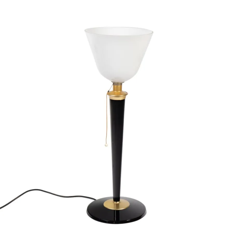 New Pamono Art Deco Mazda Lamp in Beech and Brass