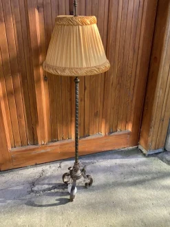 Discount Pamono Art Deco Metal Floor Lamp with Fabric Shade, 1950s