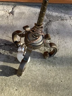 Discount Pamono Art Deco Metal Floor Lamp with Fabric Shade, 1950s