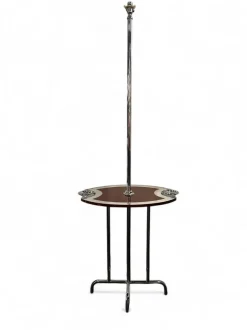 Online Pamono Art Deco Mirrored Chrome and Burgendy Drinks Table and Floor Lamp, 1930, Set of 2