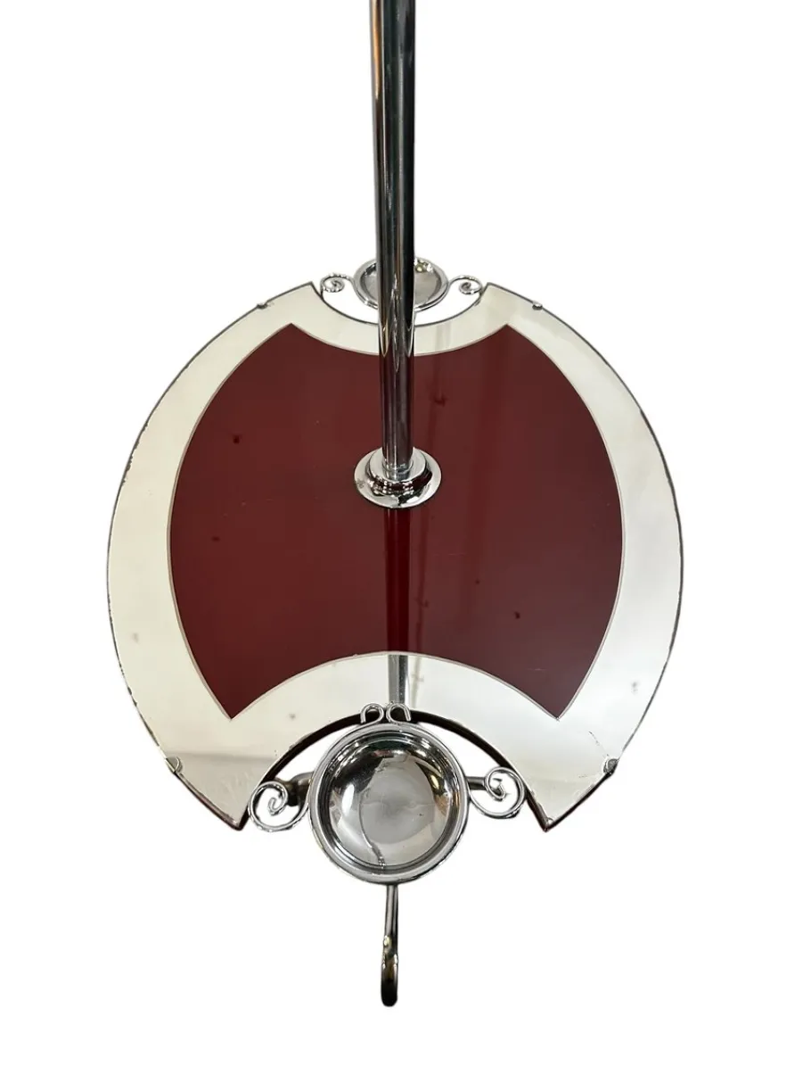 Online Pamono Art Deco Mirrored Chrome and Burgendy Drinks Table and Floor Lamp, 1930, Set of 2