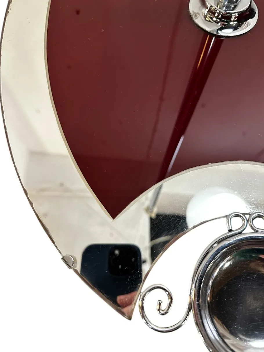 Online Pamono Art Deco Mirrored Chrome and Burgendy Drinks Table and Floor Lamp, 1930, Set of 2