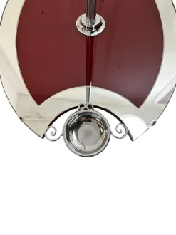 Online Pamono Art Deco Mirrored Chrome and Burgendy Drinks Table and Floor Lamp, 1930, Set of 2